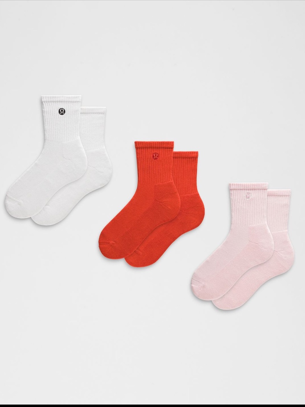 NWT Lululemon Unisex Daily Essential Quarter Socks 3 Pack